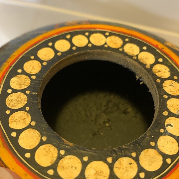 Hand painted trinket container wood vintage - Picture 15 of 17